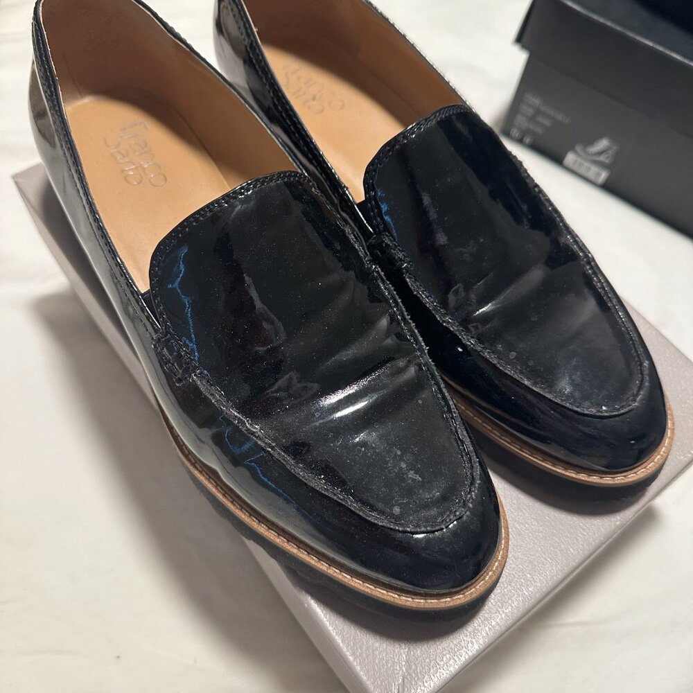 Franco Sarto‎ Cypress Womens Black Patent Leather Shoes Sz 10M